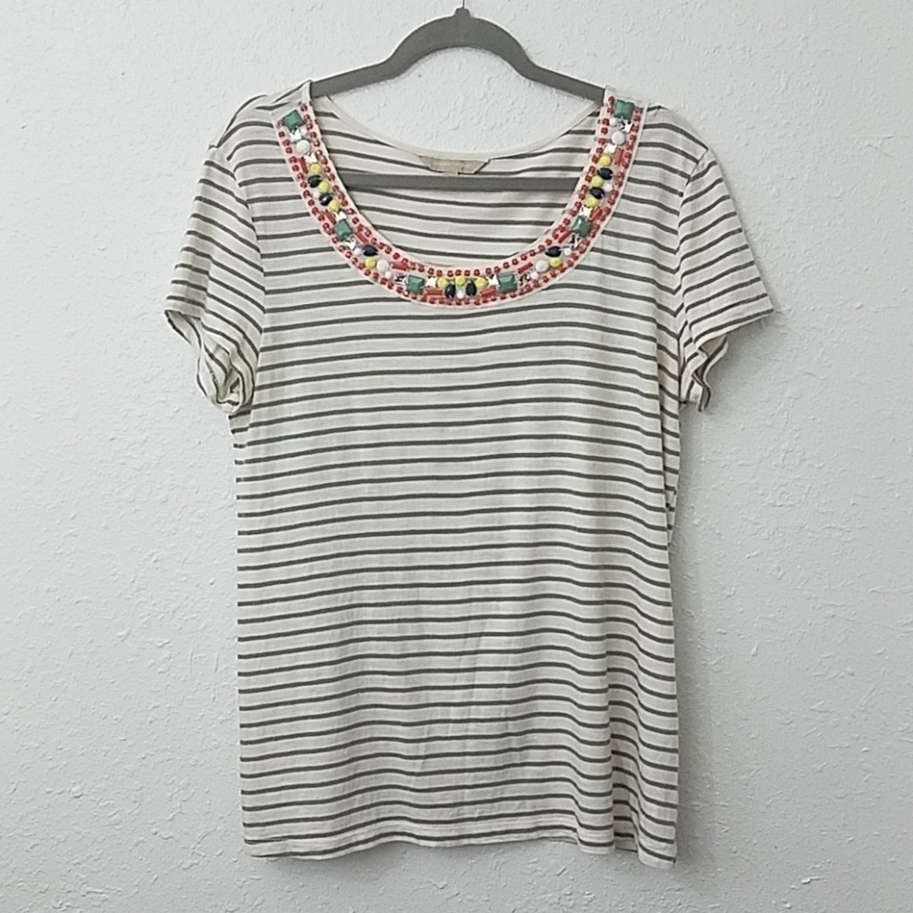 𝅺banana republic factory blouse large beaded neck